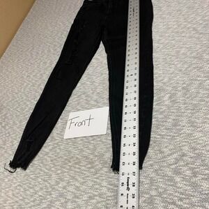 Wax Jean Black distressed skinny jeans with ripped details women 7/28. SKU-B999